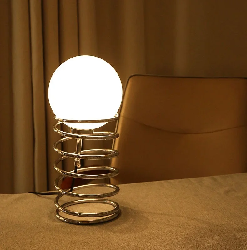 Ins Bauhaus Spring Table Lamp Vintage Nordic Modern Minimalist Homestay Glass Living Room Bedroom Bedside Lamp Drop Shipping