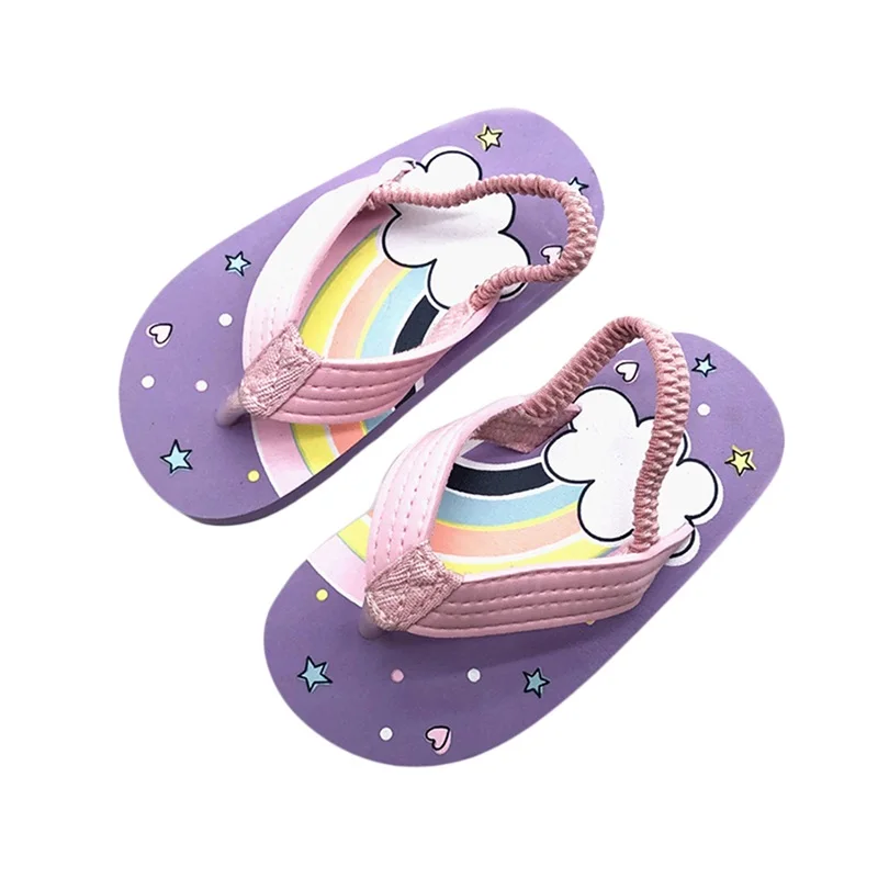 Desenhos animados antiderrapantes Flip Flops para criança, sandálias de slide para meninas, secagem rápida, água Plat sapatos para férias de praia, verão