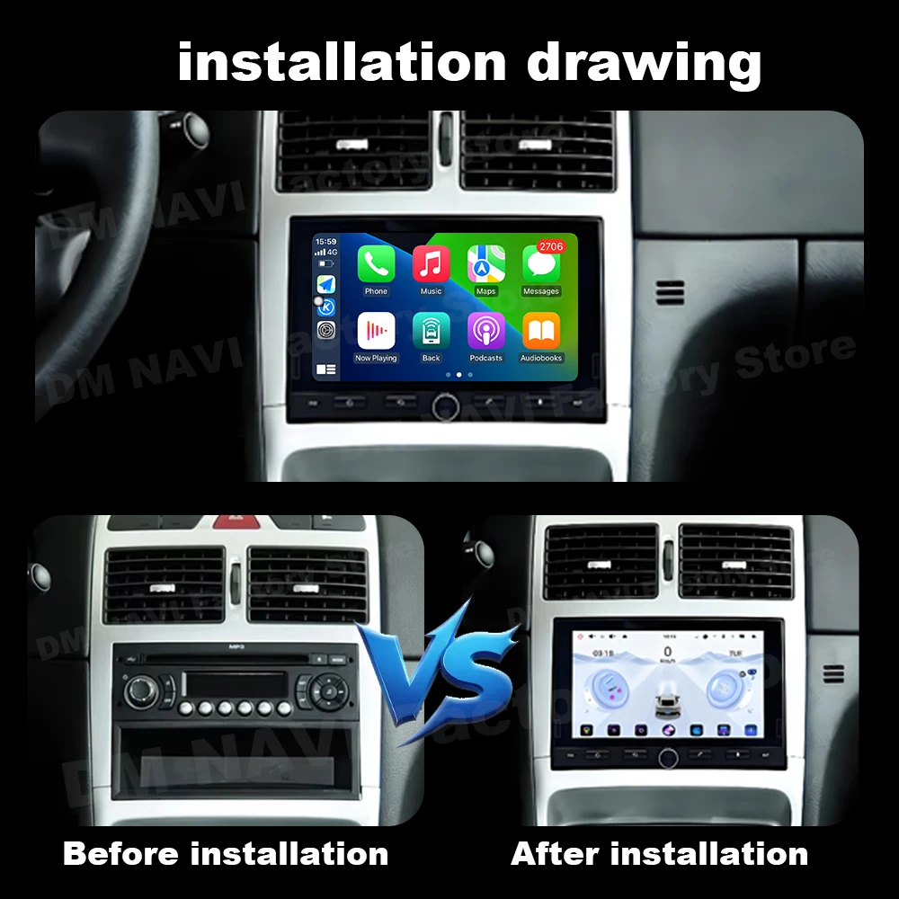 Android OS for Peugeot 307 4008 Parter,  207, Citroen Berlingo, etc Car Multimedia Player Wireless Carplay GPS Navi DSP WiFi BT