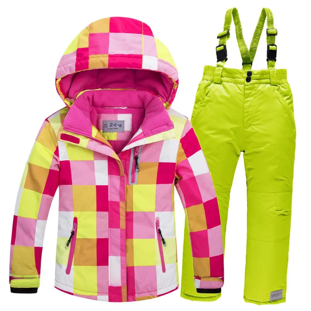 

-30 New Russia Winter Children Boy Ski Suit Waterproof Girl Jacket Overalls Snowsuit 3-16 Years Kid Teenage Parka Snow Suit