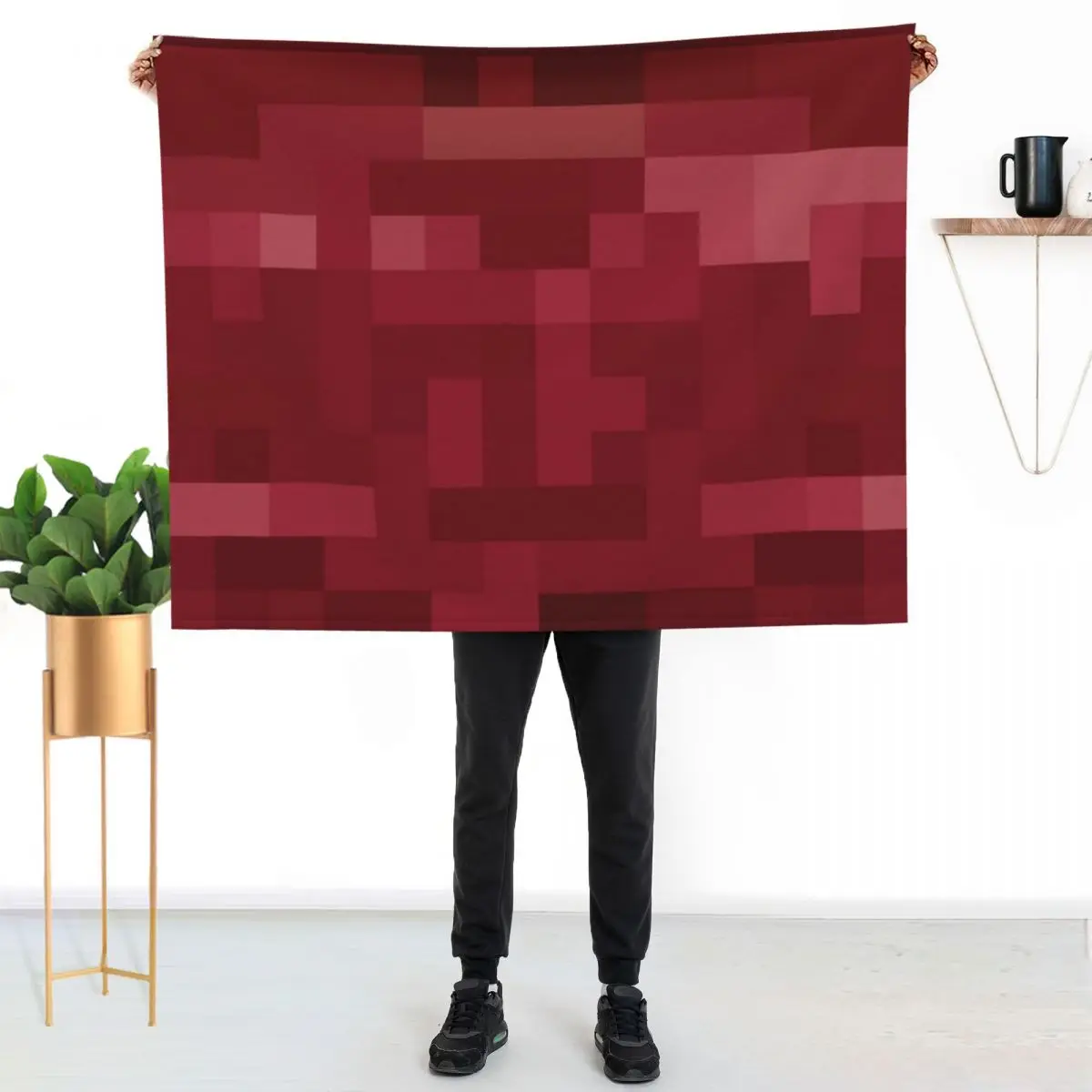 Red and White PixelDesign Throw Blanket Furry Extra Large Throw Picnic For Baby Plaid on the sofa blankets ands Blankets