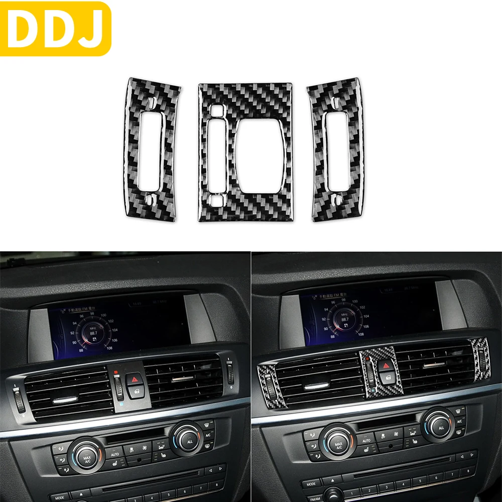 

Real Carbon Fiber Interior Auto Central Air OutletTrim Sticker For BMW X3 F25 2011-2017 X4 F26 2014-2017 Accessories Styling