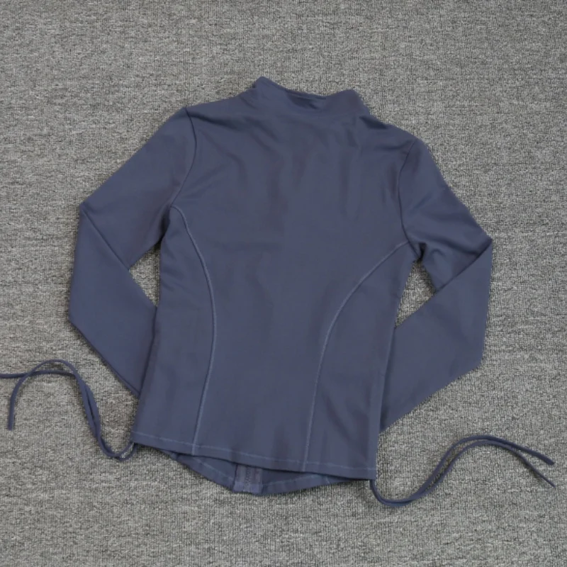 Fashion Slim Fit Long Sleeve Stand Neck Running Zipper Drawstring Yoga Jackets Gym Fitness Sports Coat Tops for Women Clothing