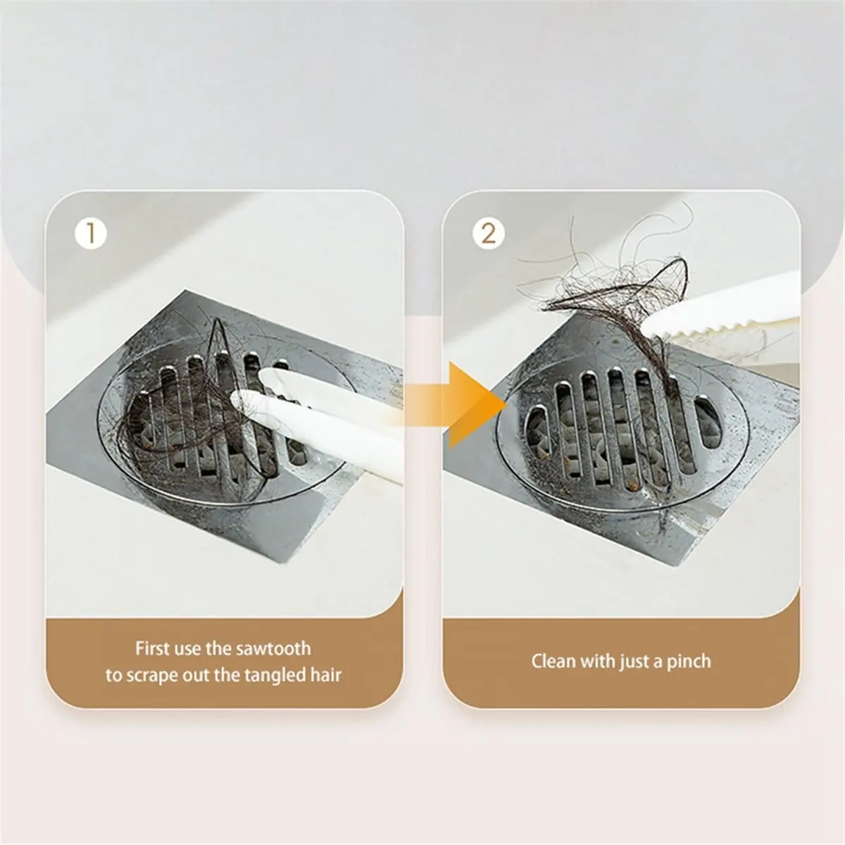 Super Garbage Clip 2-in-1 Multiple Functions Household Cleaning Tools for Bathroom Hair Cleaning Stain Removal Drainage Hole,A