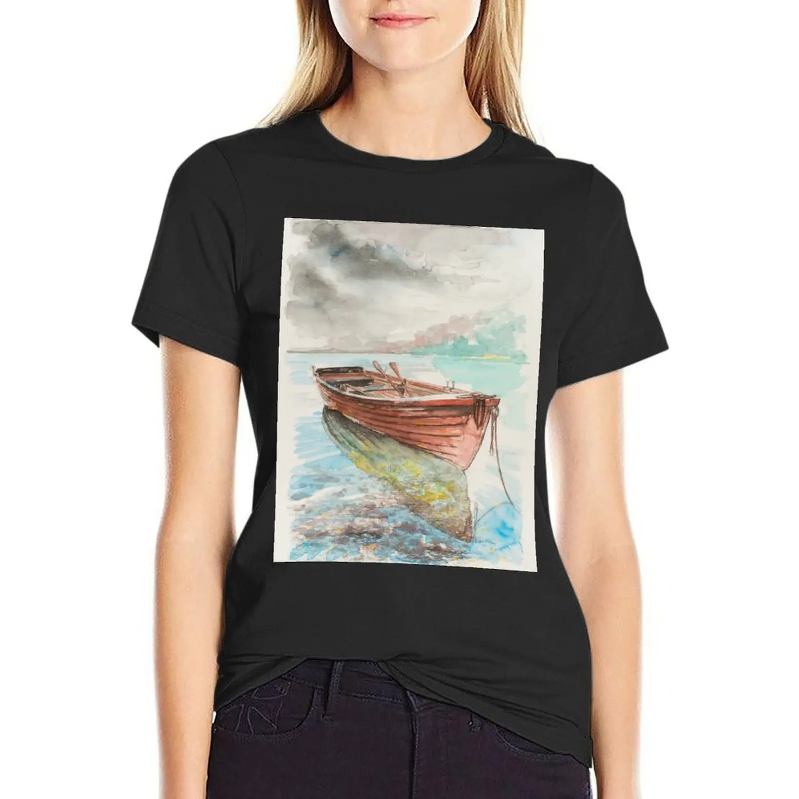 

Rowboat T-Shirt Blouse anime clothes summer tops oversized workout shirts for Women