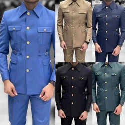 Custom Color Matching Fashion Prom Men Suits For Wedding Stand Collar Zhongshan Suit Youth Chinese  Style Formal Groom Wear