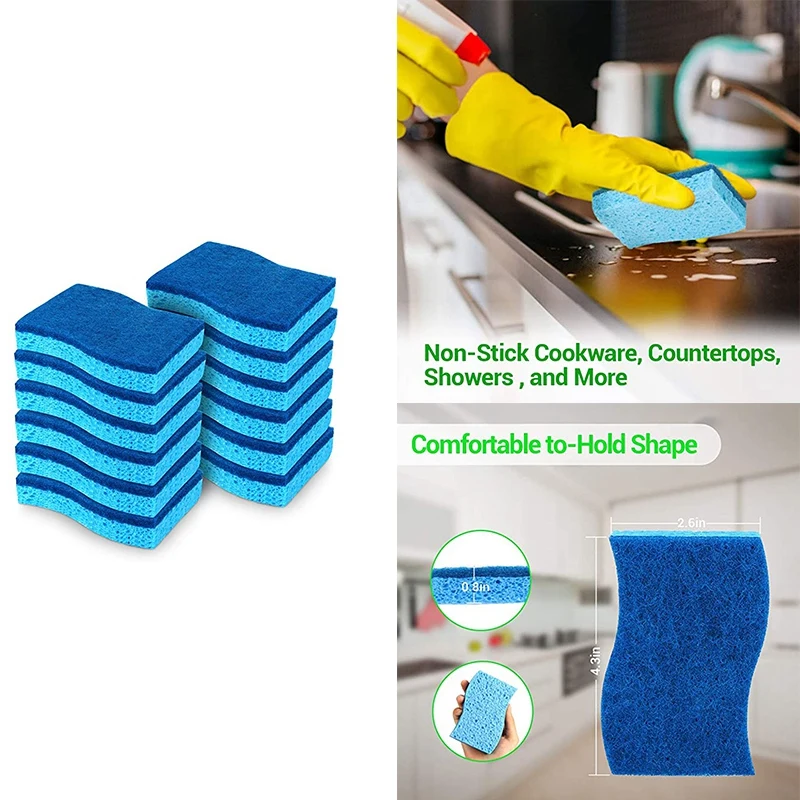 Brite Non-Scratch Scrub Sponge, Cleans Fast Without Scratching, Stands Up To Stuck-On Grime Blue