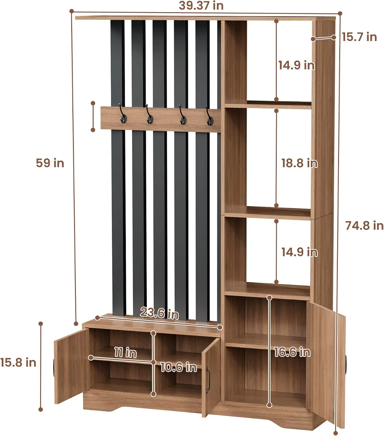Floor Ceiling Room Divider Shelves Wall Partition Freestanding Screen Coat Rack Shoe Bench Cabinet Home Office Storage