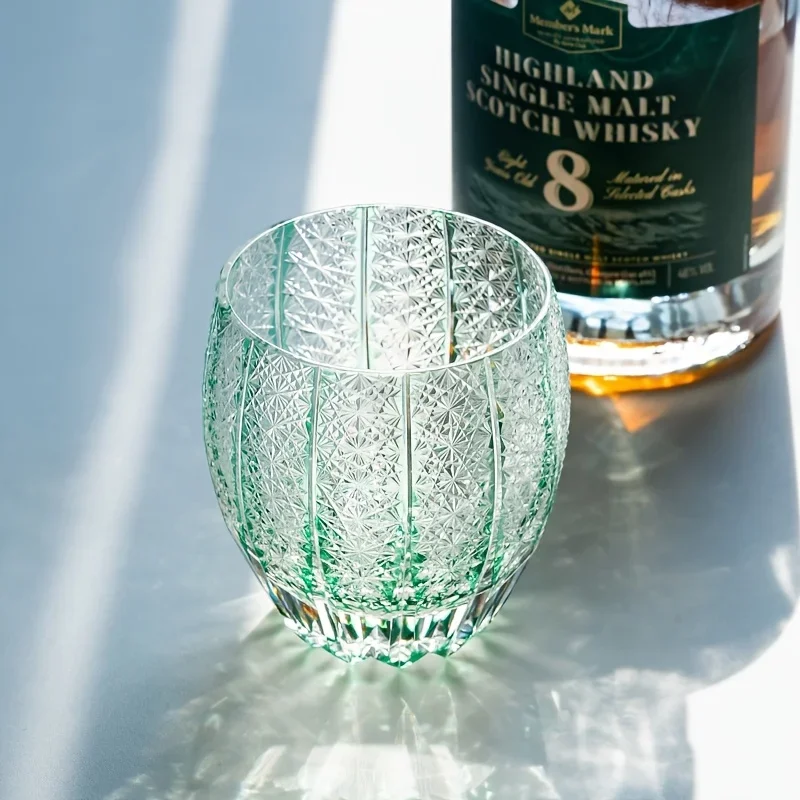 Light Green Gypsophila Crystal Glass Upscale Hand Carving Wine Gifts Cup For Christmas, Thanksgiving, Birthdays, Anniversaries