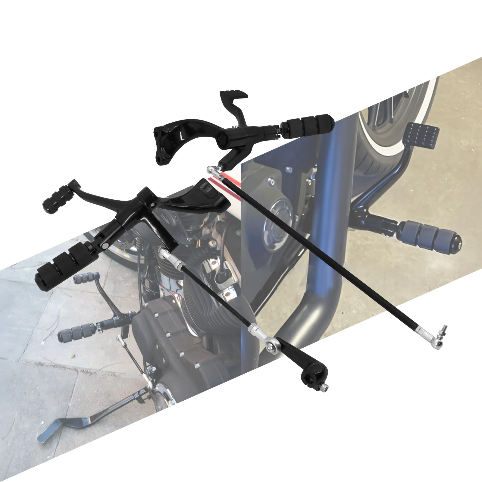 Kit complet de commandes avant de moto, jeu de leviers de liaison de repose-pieds pour Harley Sportster XL 1200 883 Dyna Softail Street Bob