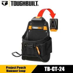 TOUGHBUILT TB-CT-24 Project Pouch/Hammer Loop Tool Bag with 6 Pockets and Loops Tool Pouch Belt Clip Tools