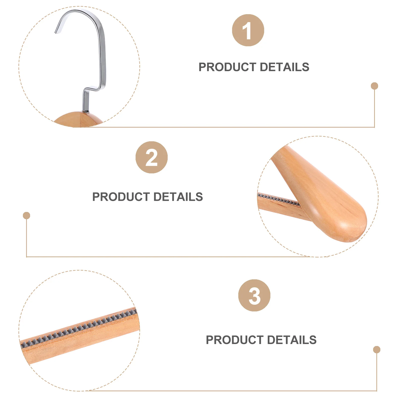 

4 Pcs Solid Wood Hanger Coat Hanging Suit Hangers Clothes Wooden Clothing No Trace Women Stainless Steel Women's