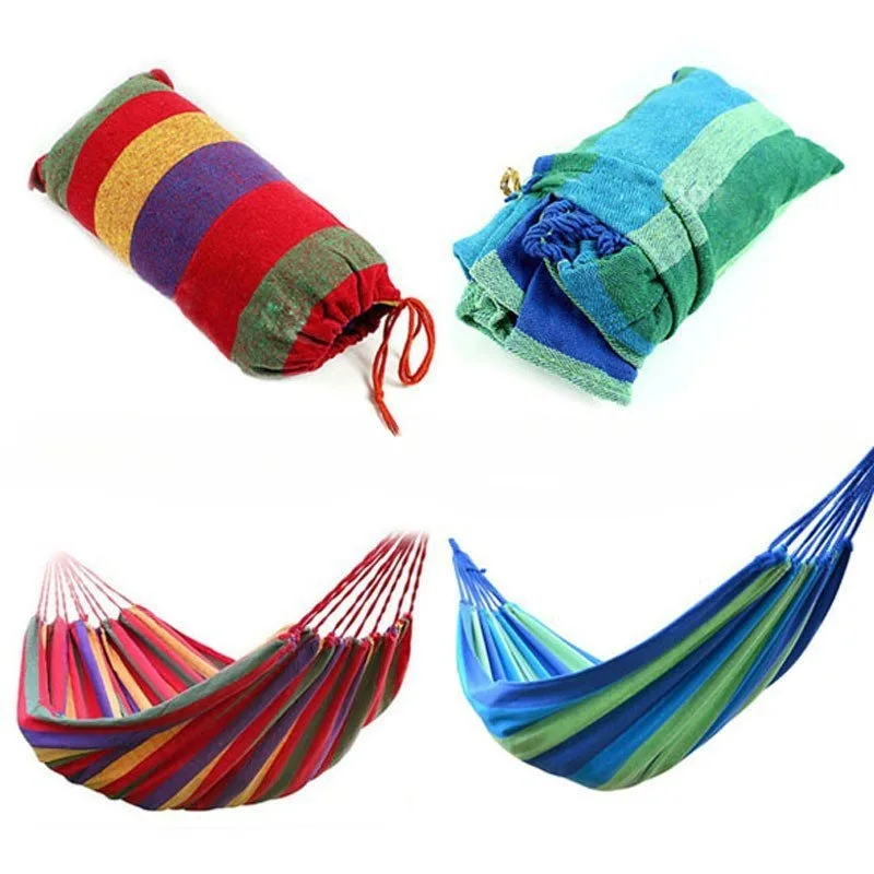 1set Outdoor Camping Canvas Hammock Single Double Hammock Outdoor Anti-rollover Duck Bill Buckle Camping Accessories