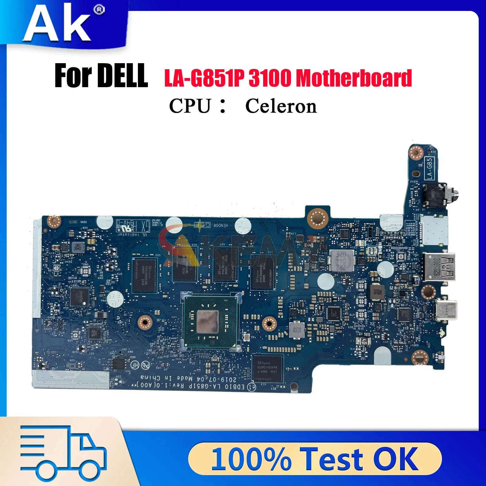 

Материнская плата EDB10 LA-G851P для Chromebook DELL 3100 с процессором N4020 N4100 02VPK7 09X2G7 0MW26R, 100% полностью протестирована