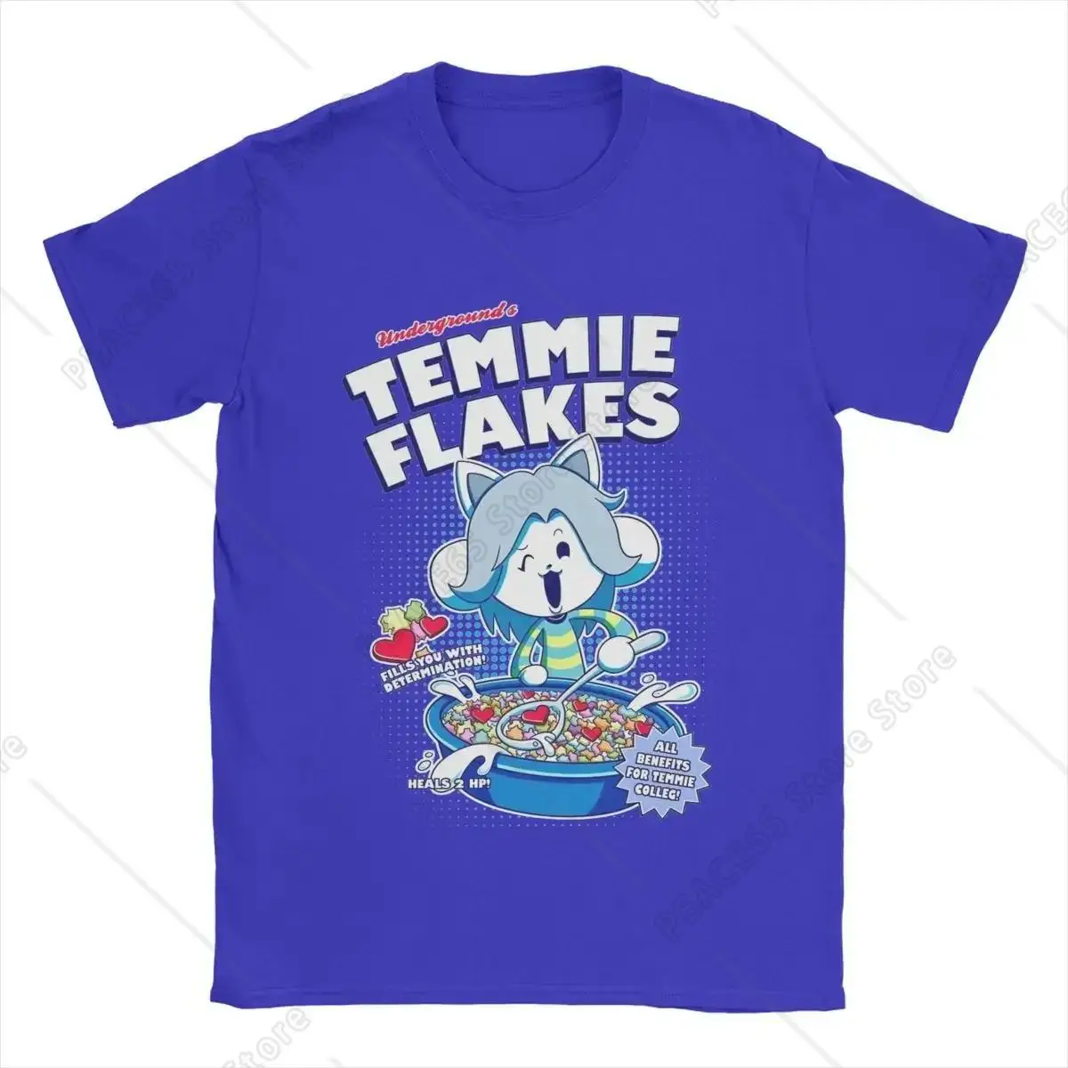 Casual Temmie Flakes Undertale T-Shirts For Men Round Collar 100% Cotton Game Short Sleeve Tee Shirt New Arrival Tops