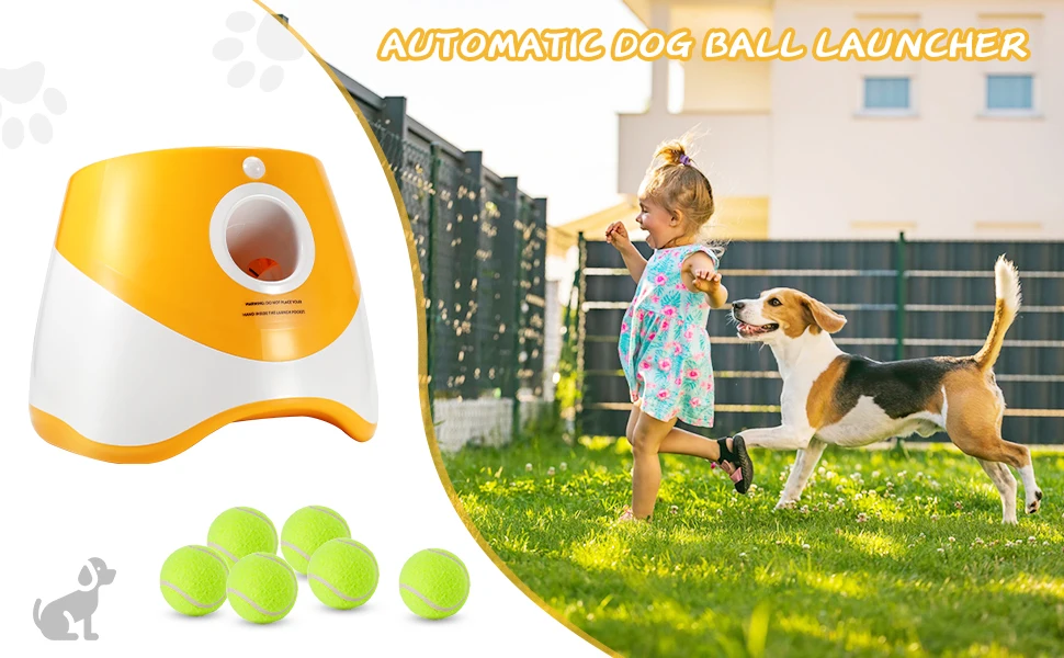 Dog Launcher Automatic Dogs Chase Toy Tennis Throwing Pinball Machine Fun Interactive Throw Rechargable Catapult USB Charging