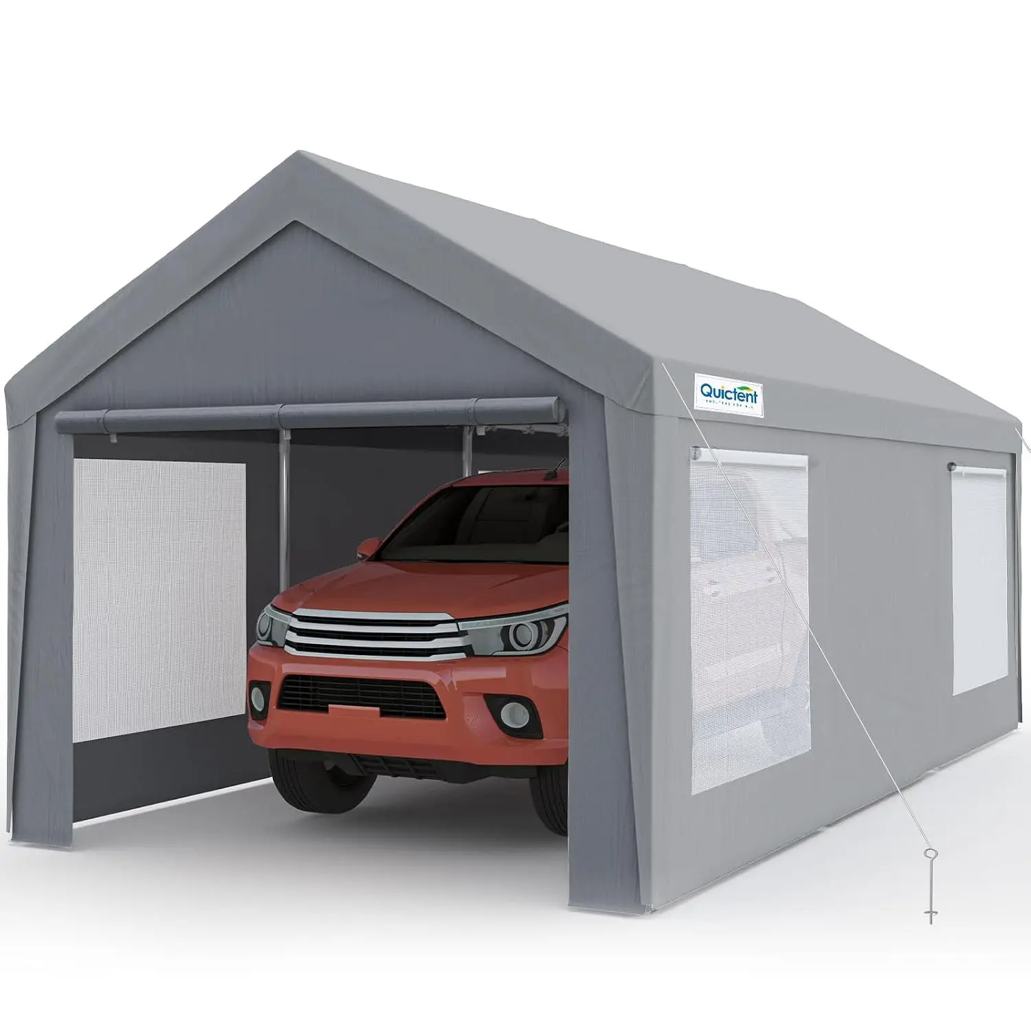 10x20FT Heavy Duty Carport, High-Strength Reinforced Galvanized Outdoor Garage Canopy Tent with Roll-up Ventilated Windows