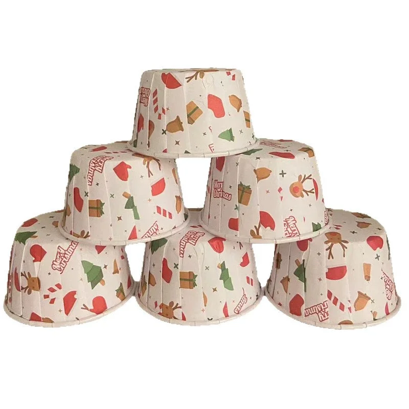 

50pcs Christmas Elk Cupcake Liner Baking Cup For Christmas Party Caissettes Deer Muffin Cupcake Paper Cup Panettone Cake Wrapper