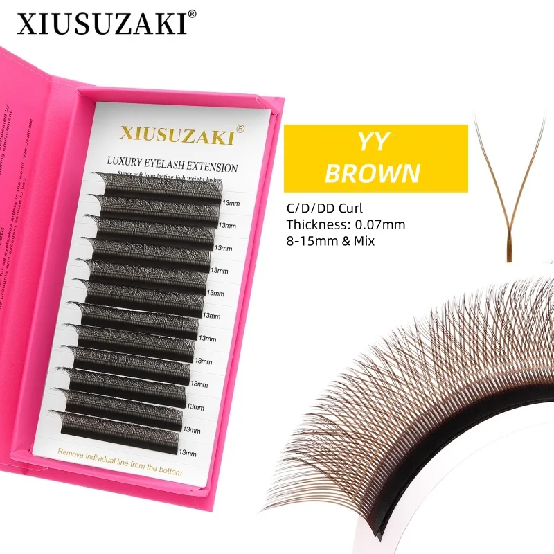 

XIUSUZAKI YY Shape Eyelashes Extension Double Tip Lashes Eyelash Cilios Mesh Soft Faux Mink Lashes Two Tip Y Lashes Mix8-15 mm