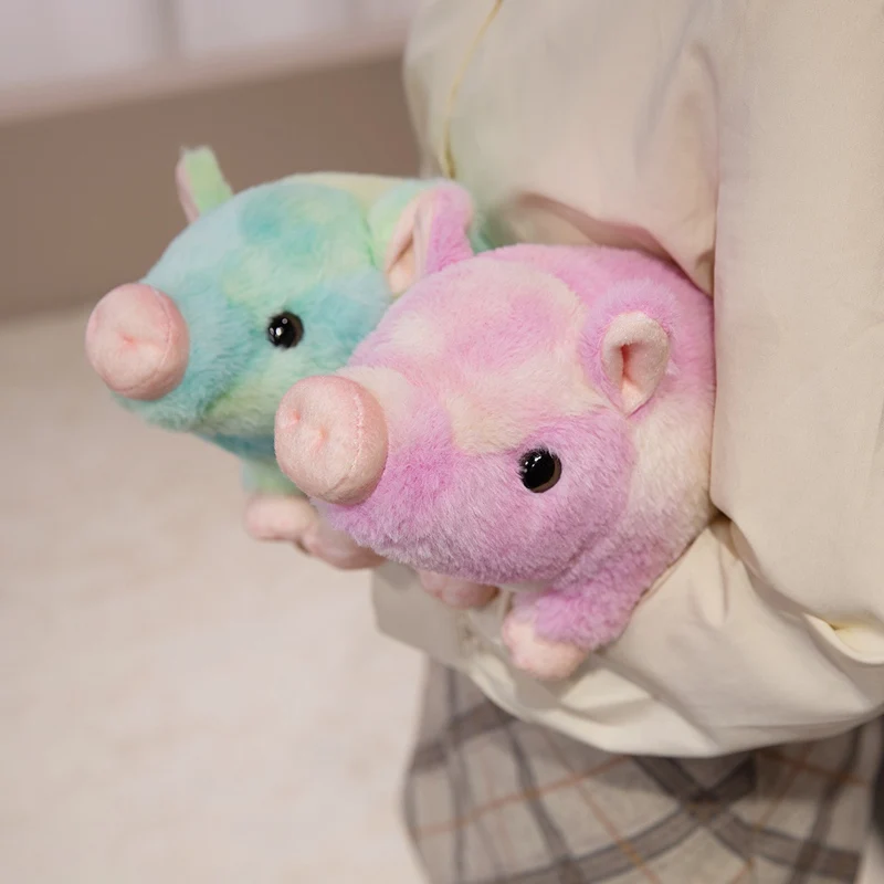 New 23cm Color Pig Standing Posture Plush Animals Soft Dolls Baby Soothing Toys Birthday Halloween Gifts Decor Kids Throw Pillow
