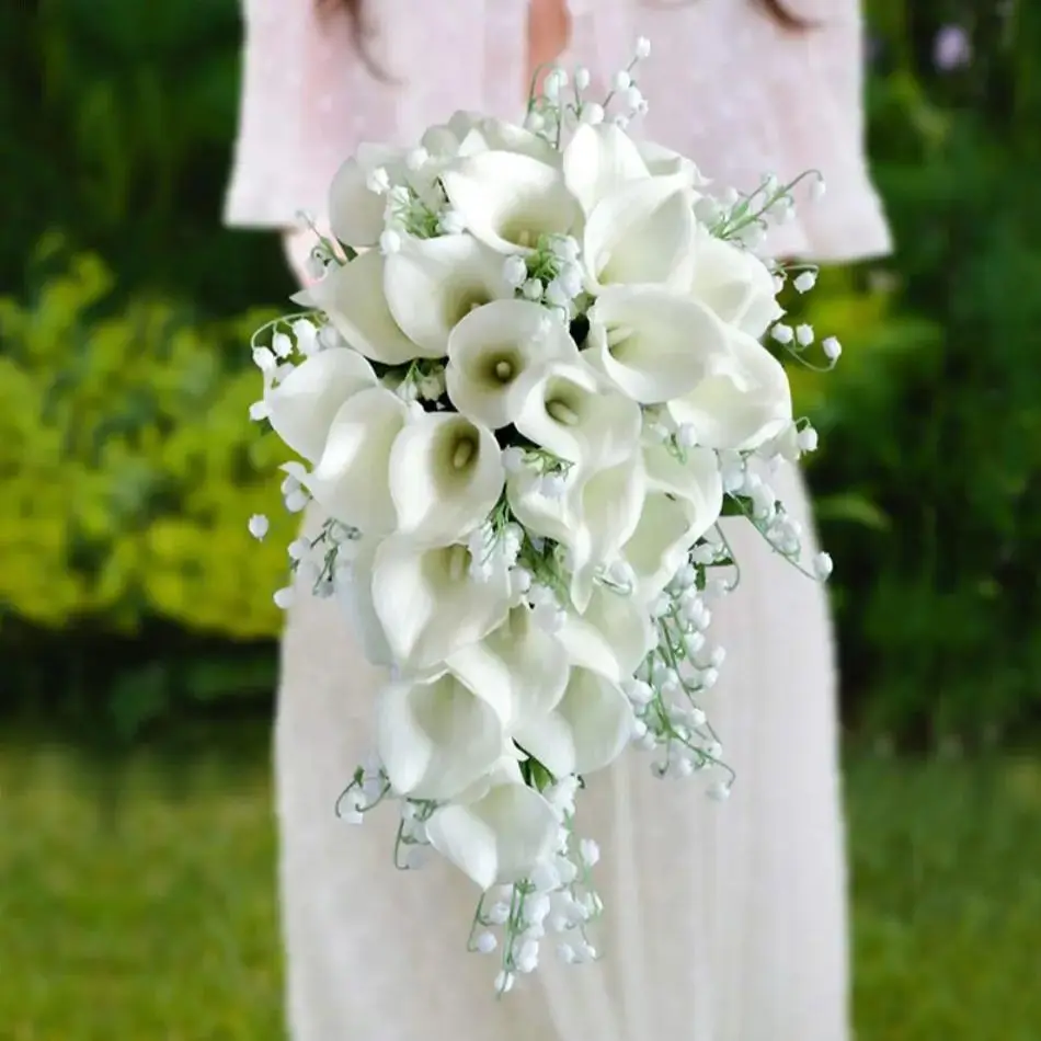 AYiCuthia Bridal Bouquet for Wedding White Rose Wedding Bouquet Handmade Artificial Flower Rose buque casamento