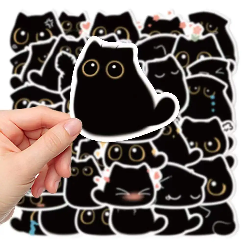 40pcs Funny Black Cat Kawaii Black  Stickers Gift Notebook Luggage Motorcycle Laptop Refrigerator Decals Graffiti Sticker