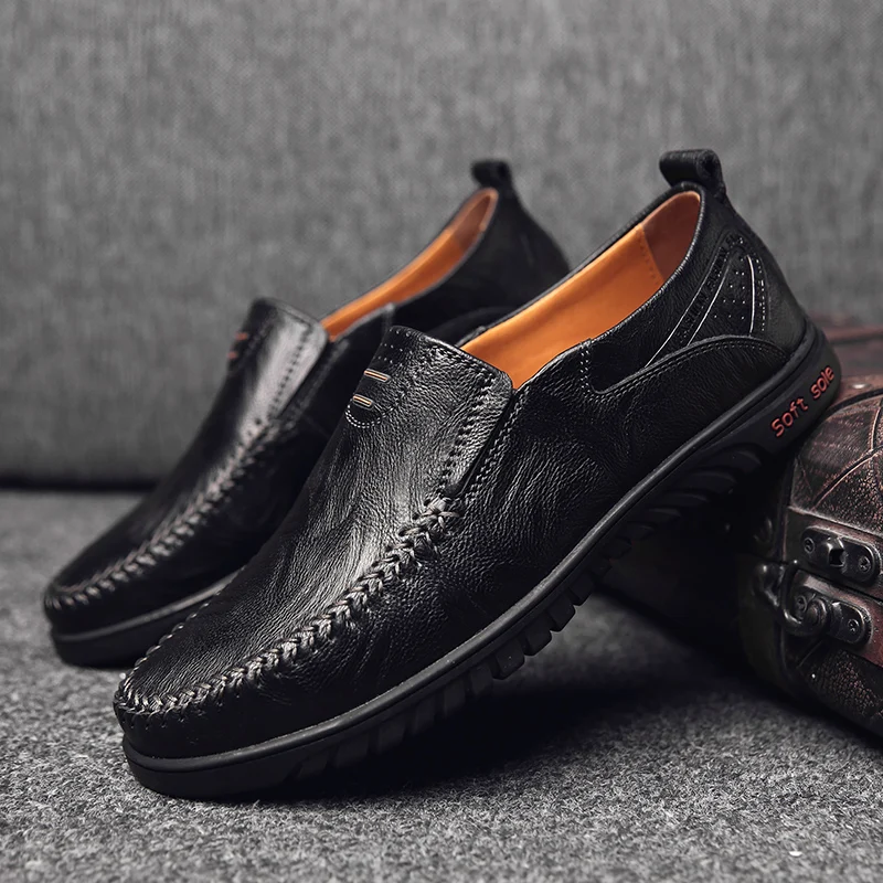 

Genuine Leather Men Casual Shoes Luxury Brand 2023 Slip on Formal Loafers Men Moccasins Italian Black Male Driving Shoes JKPUDUN