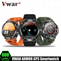 VWAR ARMOR GPS Smart Watch for Men Sync Strava & Apple Health Built-in Flashlight Compass Barometric Altimeter AMOLED Smartwatch