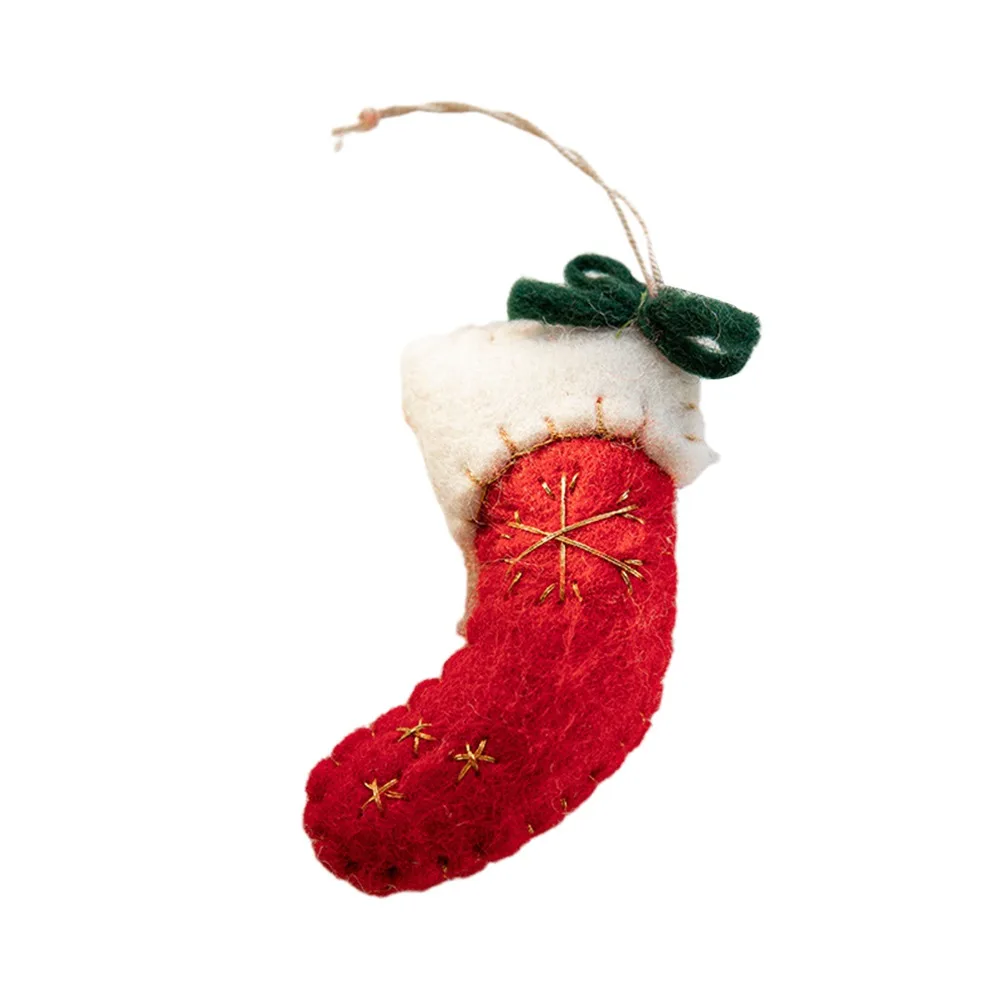 

Red White Christmas Hanging Decoration DIY Deer Snowflake Stocking Hanging Felt Pendants Gingerbread Man Party Supplies