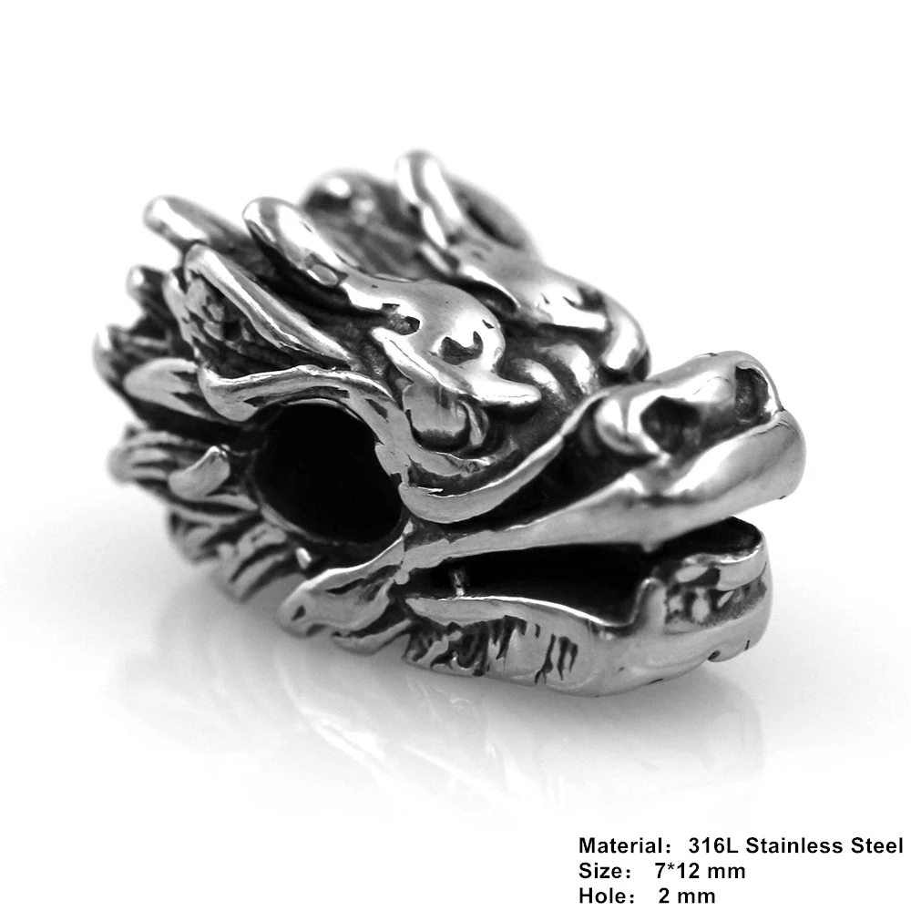 Kleines Loch 316l Edelstahl Vintage Wolf Löwe Leopard Tierkopf Perlen Charms für Charm Armband DIY Schmuckherstellung