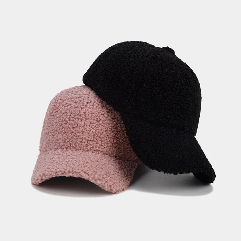 Artificial Lamb Wool Hats Women Autumn Winter Baseball Cap Men Keep Warm Cap Plush Baseball Caps Spring Baseball Cap Sunshade