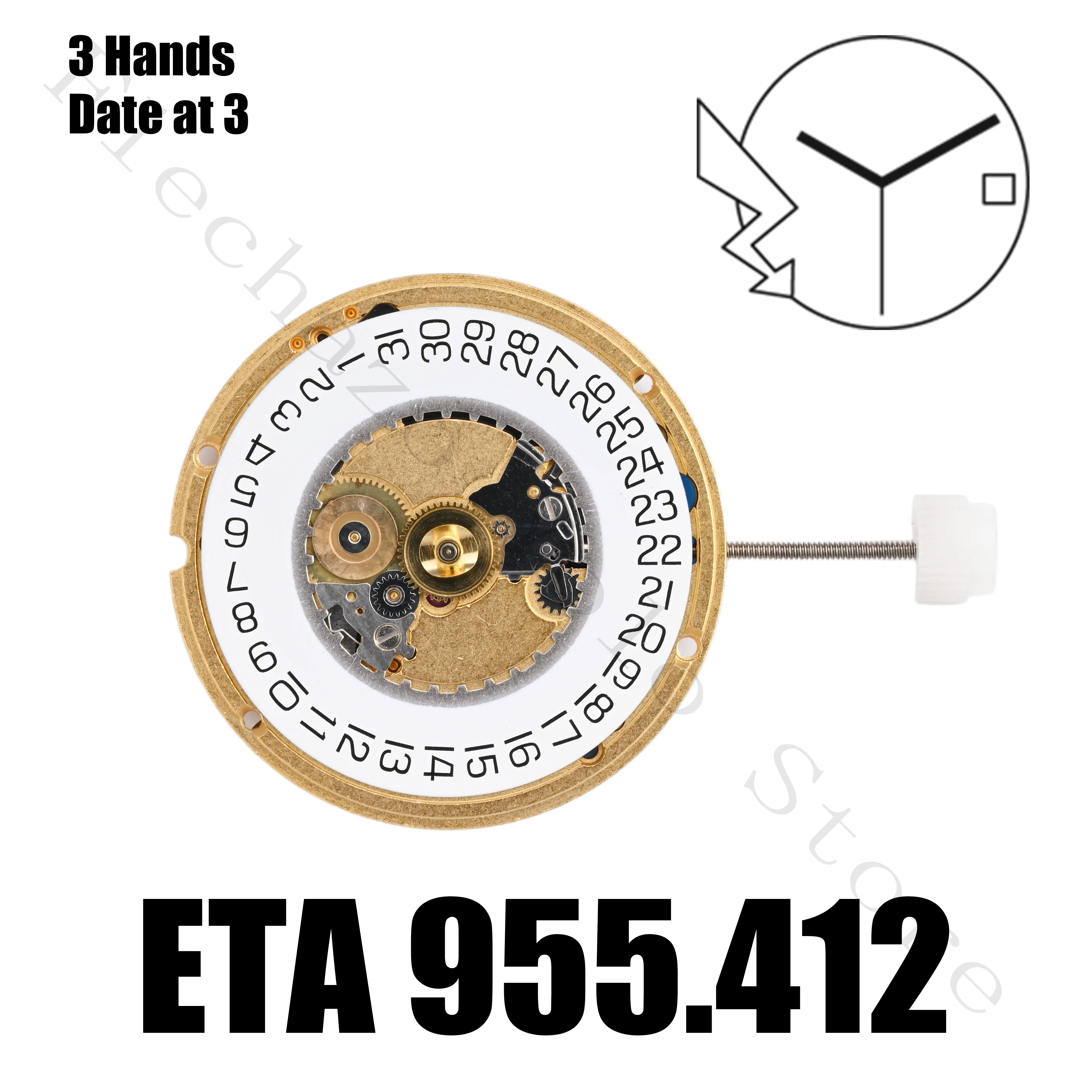 

955.412 Movement ETA 955.412 Movement 3 Hands Date At 3:00