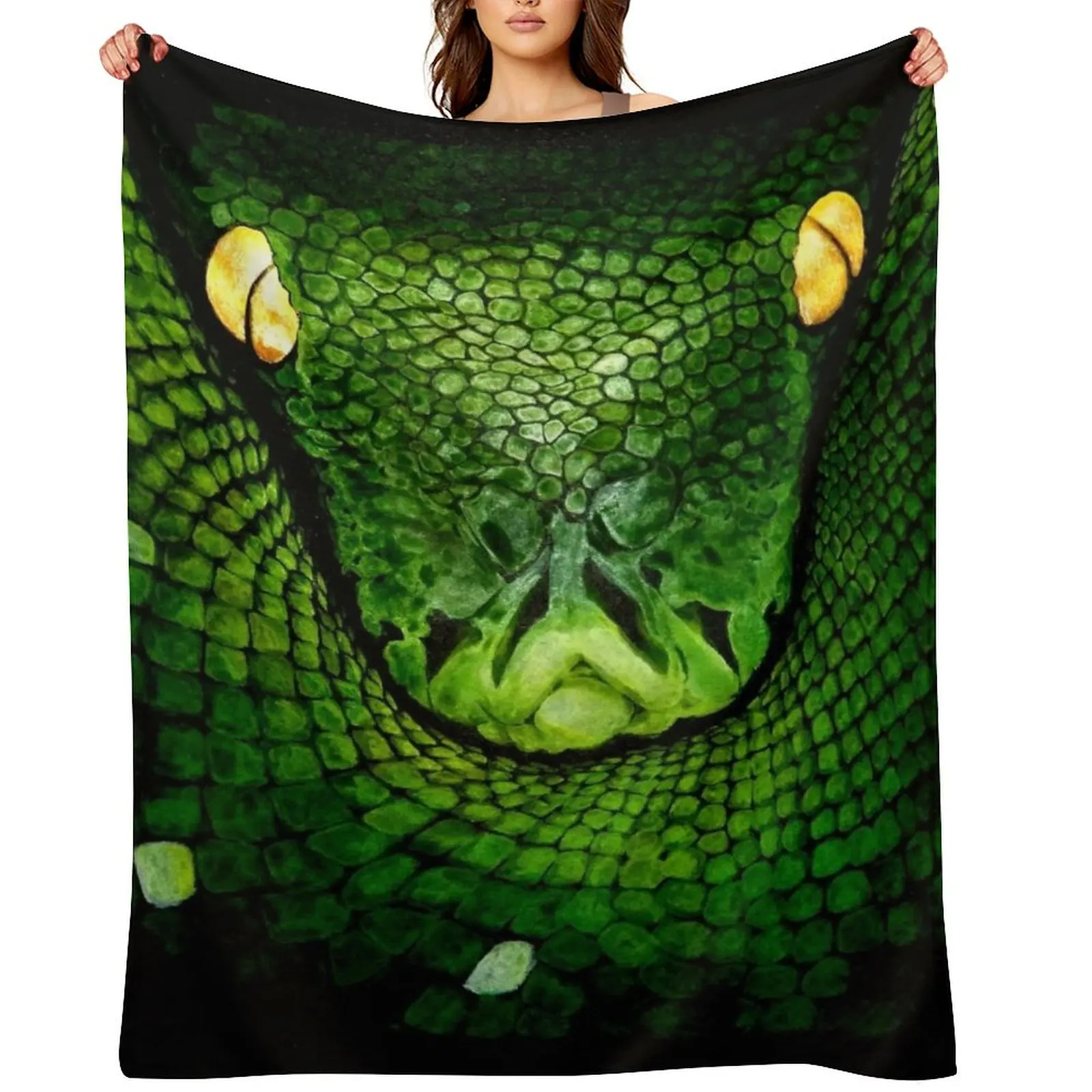

Green Tree Python (Morelia viridis) Throw Blanket Beautifuls Blankets For Sofas Softest Hairy Blankets