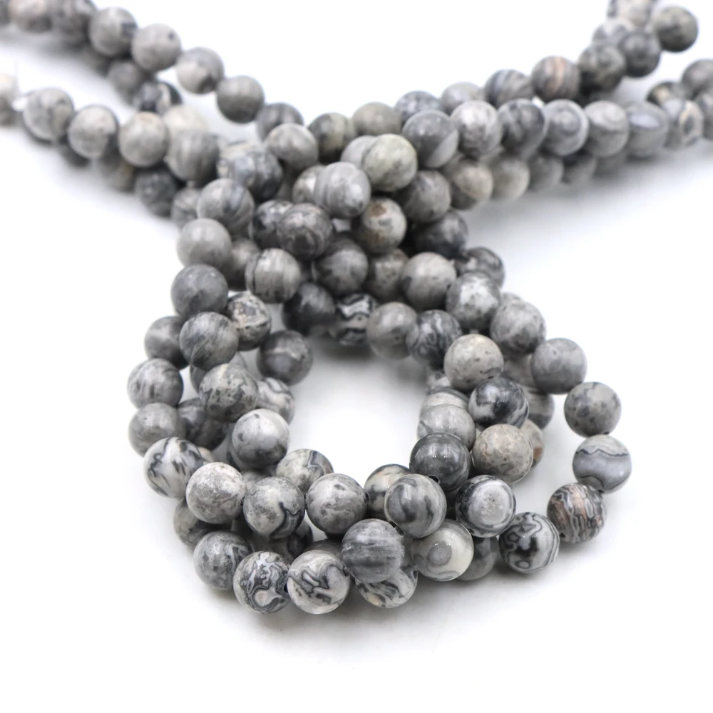4 6 8 10 mm Natursteinperlen Karte Jaspis Kristalle Spacer Lose runde Perlen für Schmuckherstellung Armband Halsketten DIY Handarbeiten