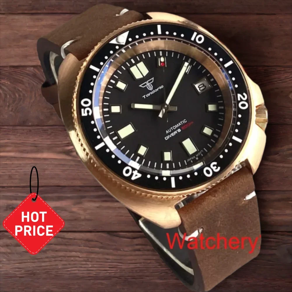 

Классические "SUB" безель с 120 щелчками, зеленый люмен, 44 мм, Tandorio Date, однотонные, полностью Cusn8, бронзовые, NH35A/PT5000, 200 м, водонепроницаемые мужские часы для дайвинга