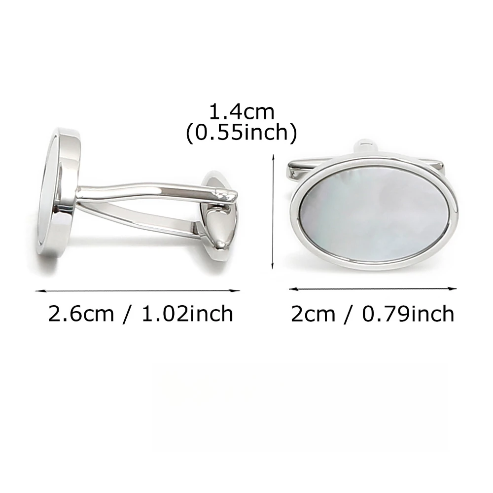Unique Natural Pearl Shell Oval Cufflinks Shell Men's Silver Edging Accessory Cufflink Business Dress Shirt Banquet Cuff Buckle