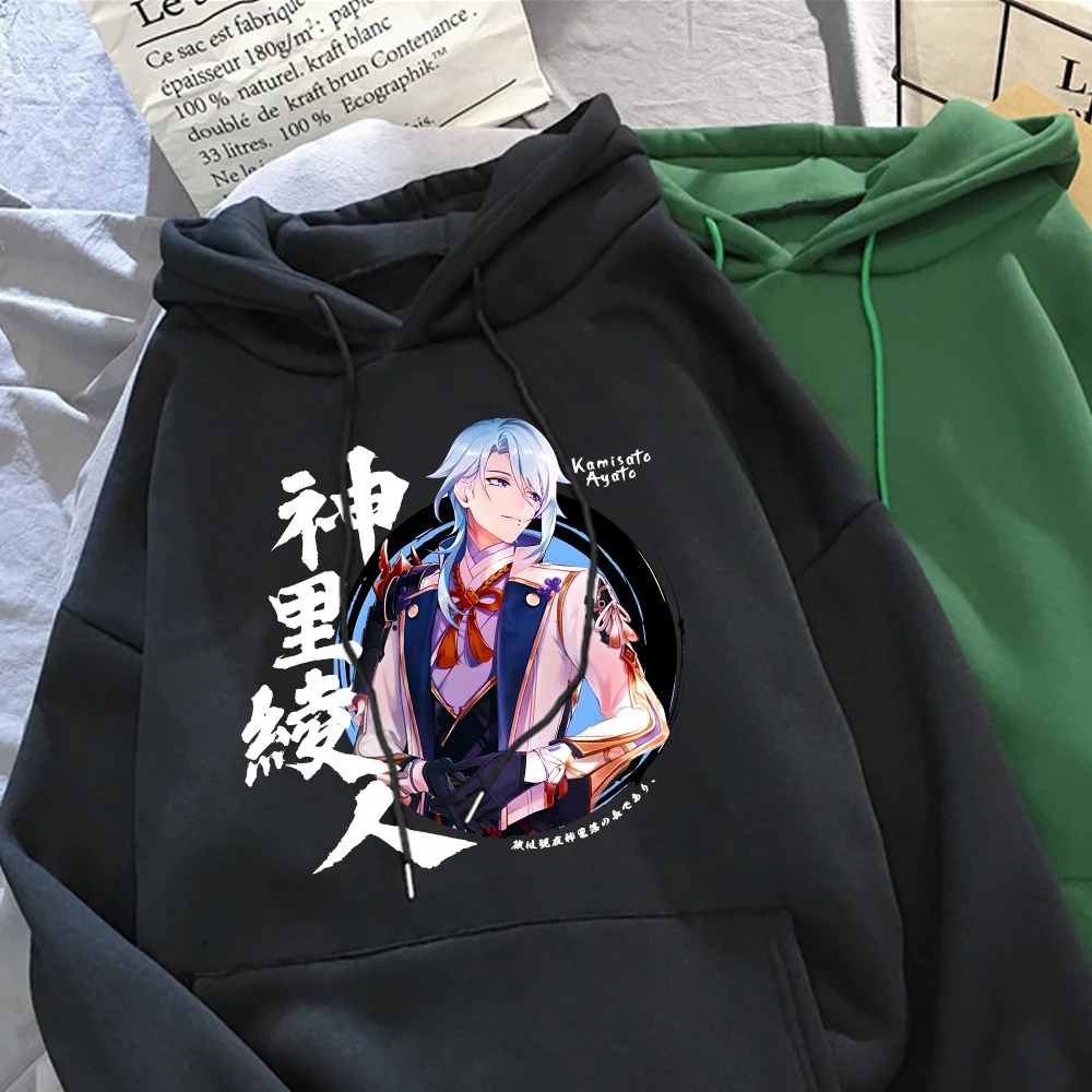 Genshin Impact Hoodie Kamisato Ayato Sweatshirts Women Clothes Unisex Couple Tops Graphic Print Pullovers Girls Plus Size Hoody