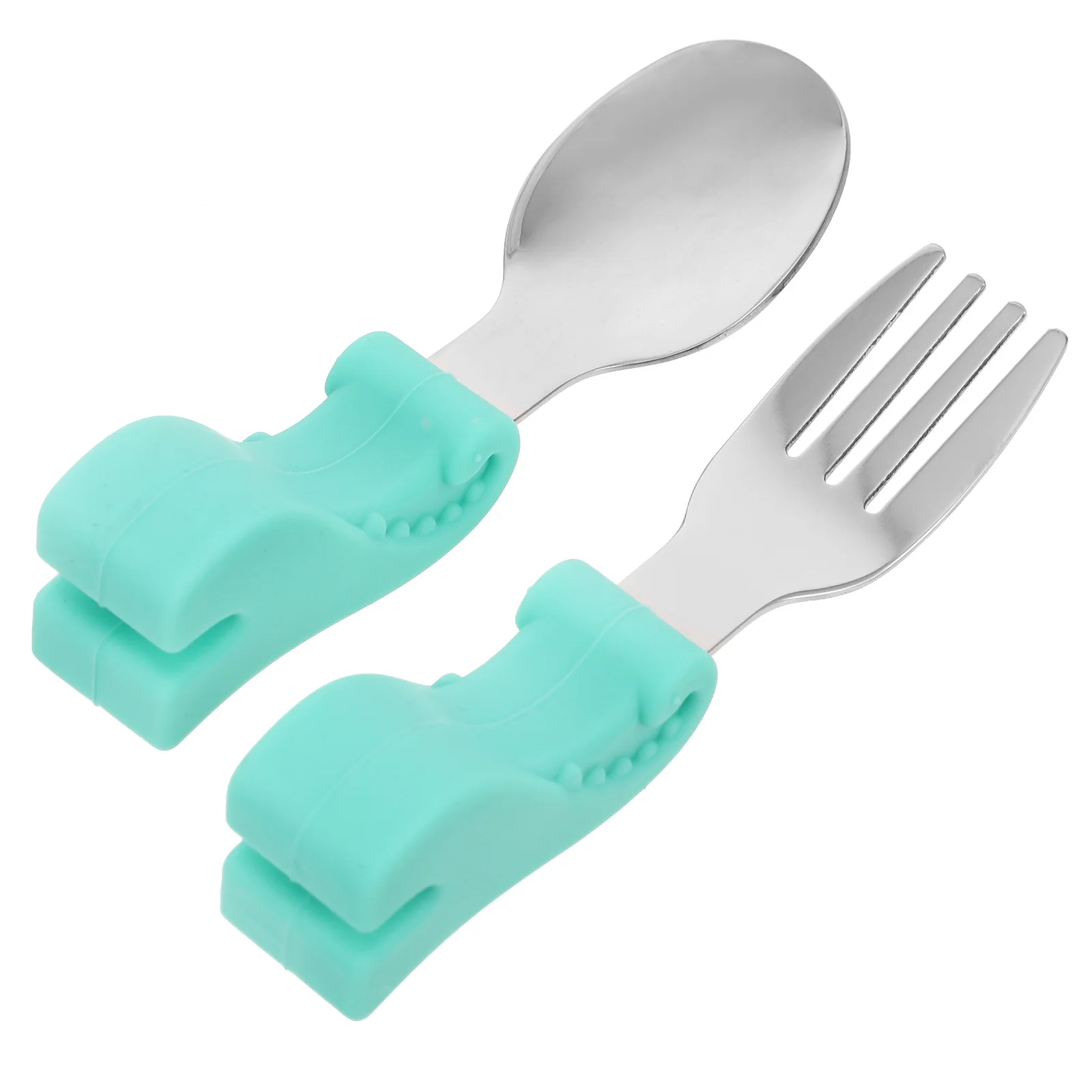 

Детская вилка из нержавеющей стали, набор ложек с рисунком динозавра, детские столовые приборы, пищевая безопасная тренировочная посуда для малышей, самостоятельное кормление