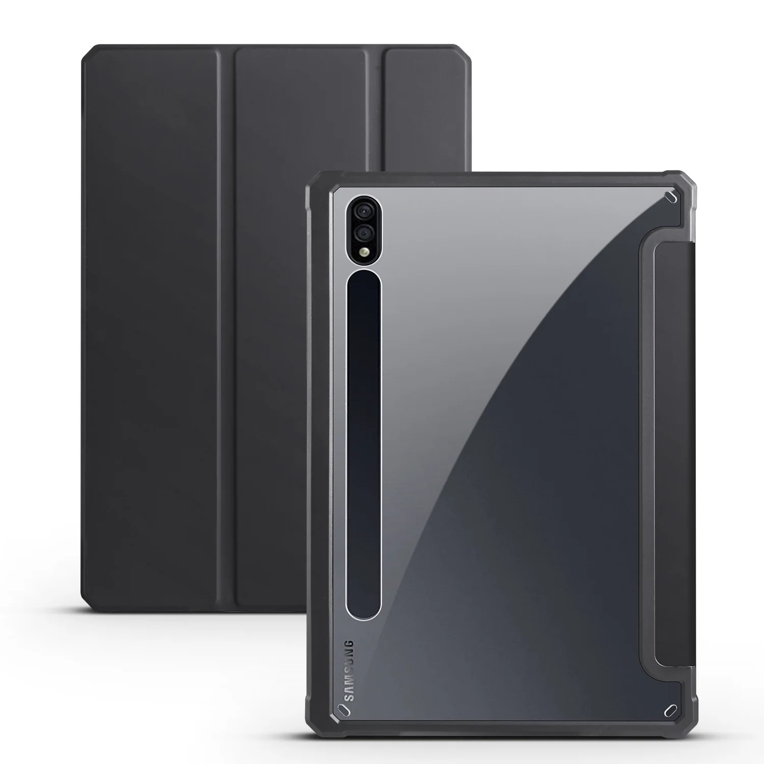 For Samsung Tab Case S10 S8 S9 Plus Ultra S7 FE A9 A8 A7 Lite Flip Cover Clear Shockproof Stand Kickstand Smart Tablet Cases