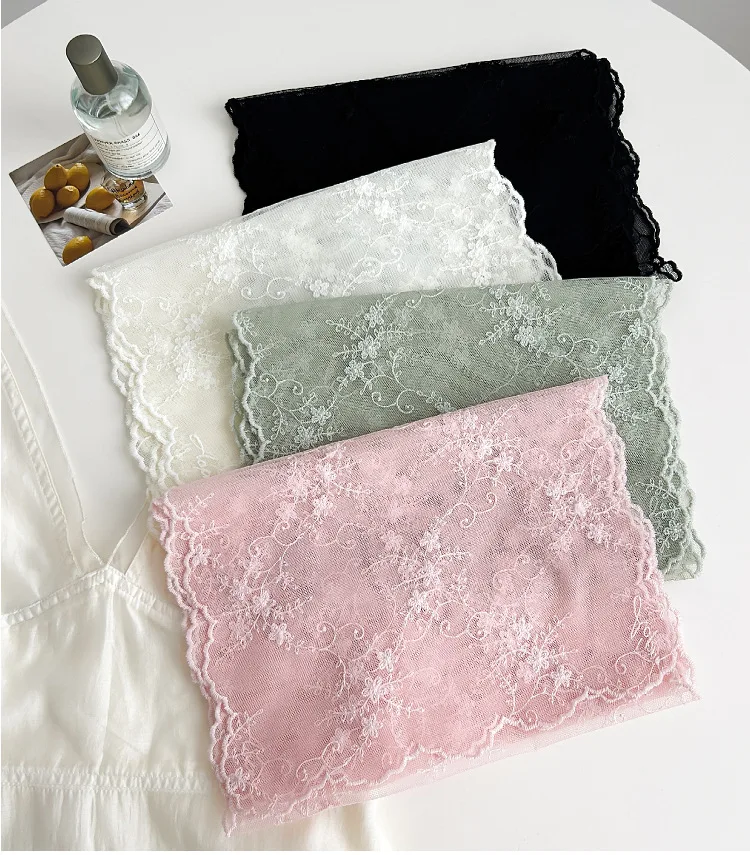 VREOVOR ربيع جديد صباح لطيف الدانتيل المطرزة الغزل المرأة الكورية Ins الحلو وشاح حريري عقال موضة الاتجاه