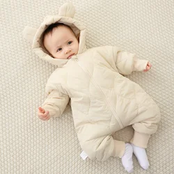 Baby jumpsuit autumn and winter girls pure cotton thickened newborn romper thickened long sleeved boys baby clothes