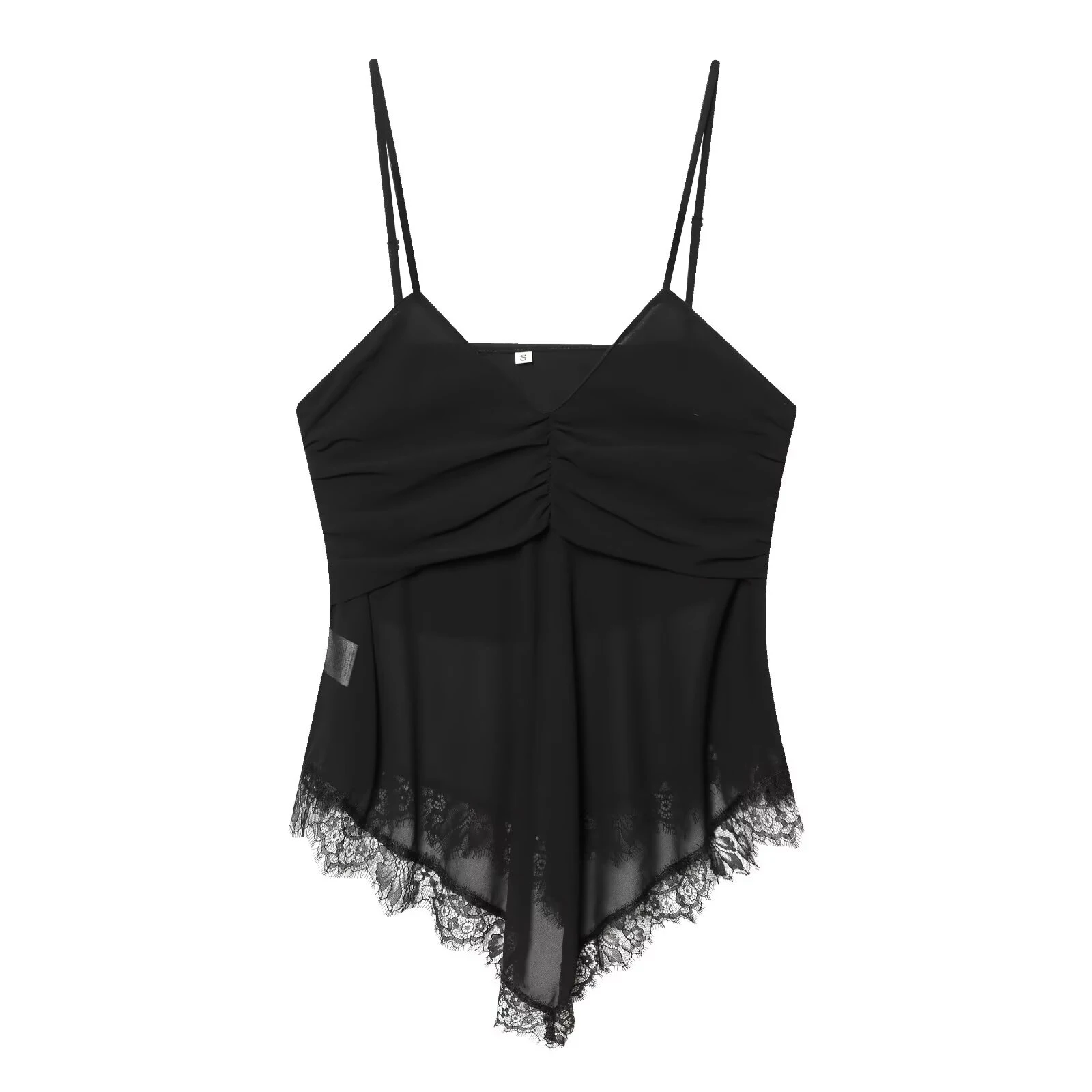 European and American style 2026 spring/summer new product women's versatile V-neck French lace design top