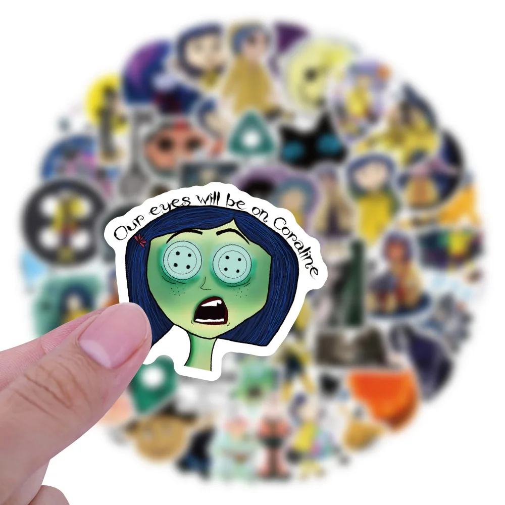 

60PCS Coraline & the Secret Door Stickers Horror Film Sticker Scrapbook DIY Laptop Guitar Car Bike Skateboard Graffiti Toys Gift