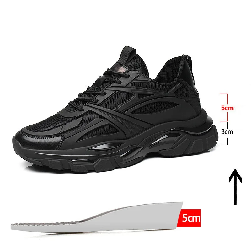 

6CM/8CM Height Increasing Casual Sports Shoes Genuine Leather Breathable Trainers Travel Sneakers Men