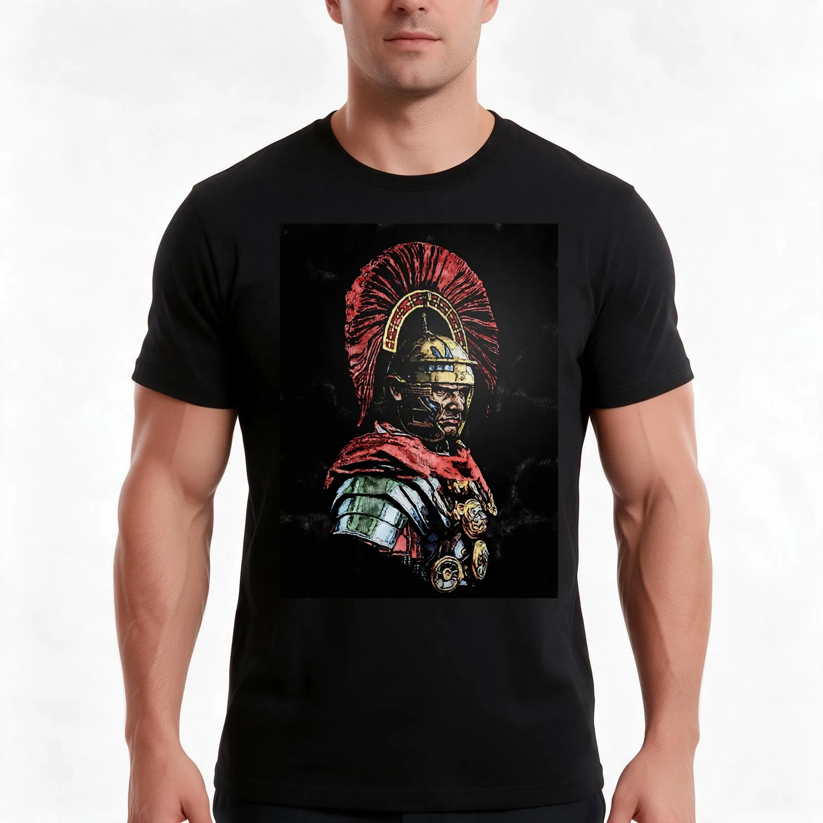 Roman Legionary T-Shirt, Summer Casual Cotton Tee, Oversized Streetwear Tops, Vintage Graphic Print, Loose Fit Short Sleeve