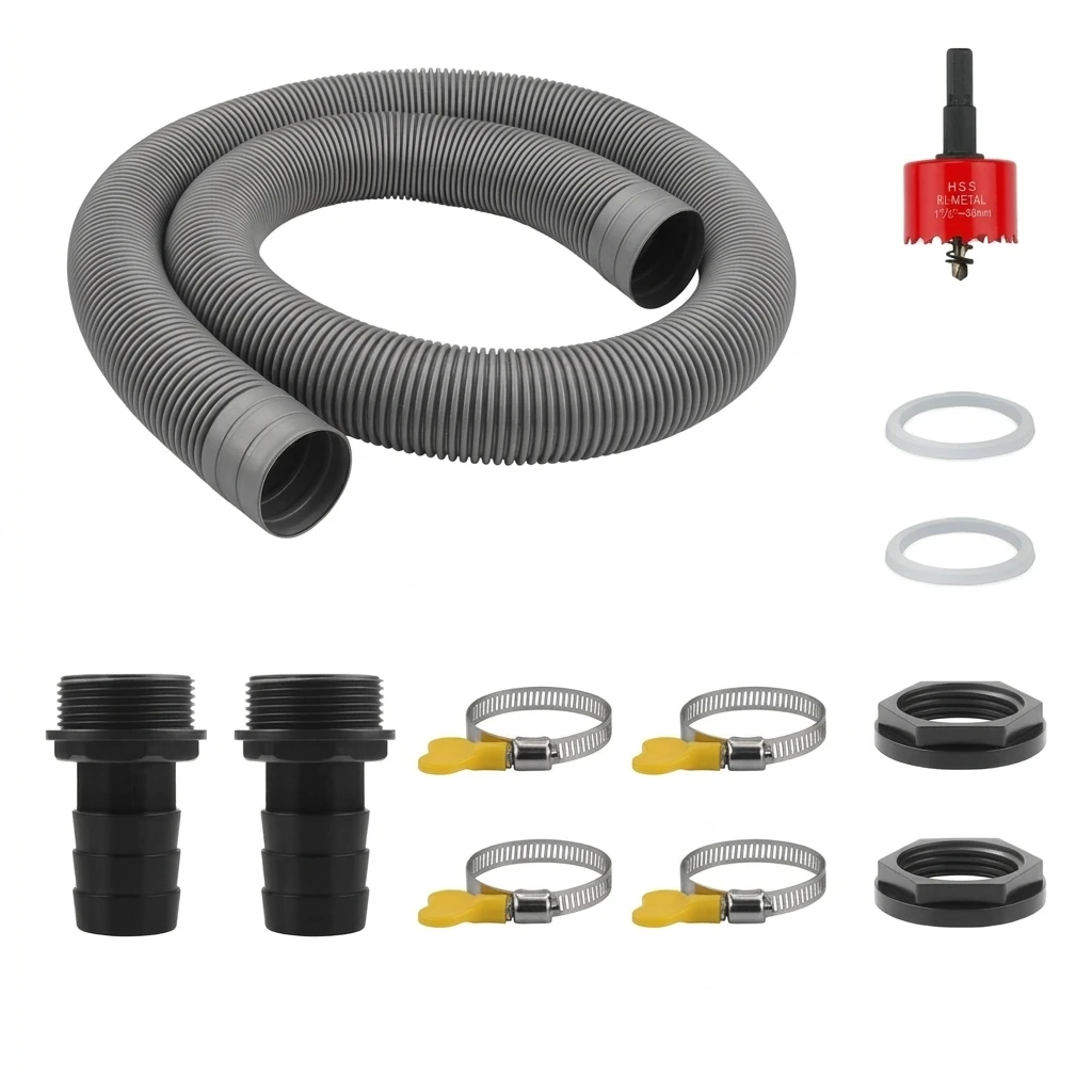 Adjustable Rainwater Diverter Kit Durable for Home Garden Water Catchment System 1.25 Inch Downspout Collector Hose Set