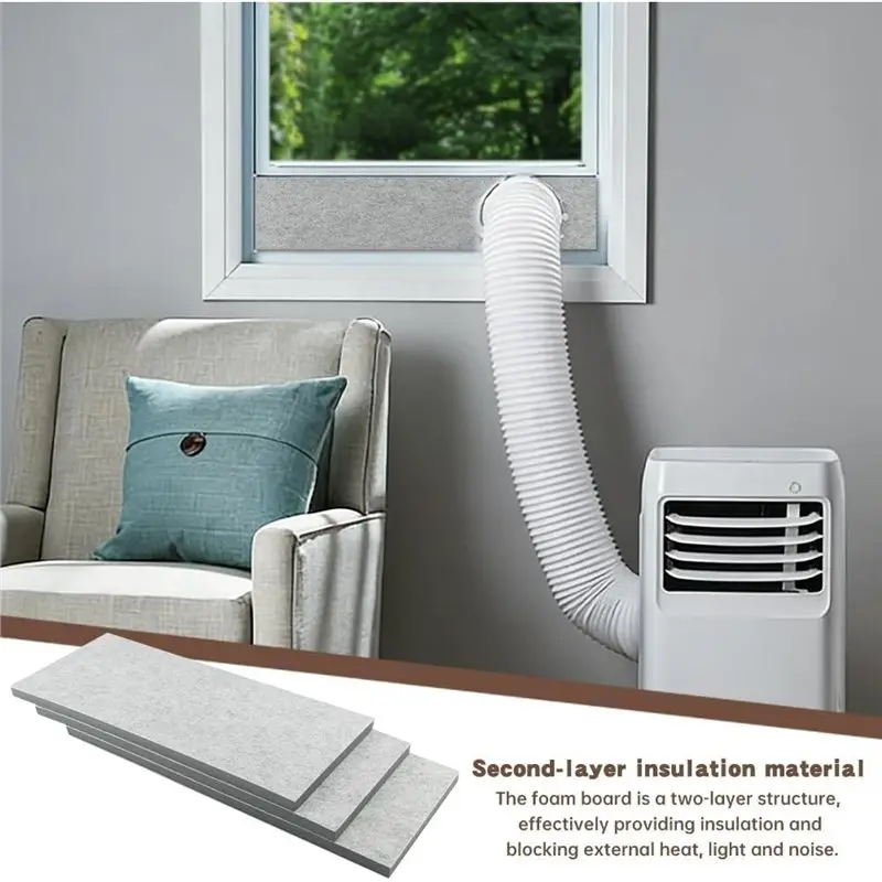 [NEW!A67Z】 Adjustable AC Window Seal Double Layer Insulation Foam Panel Kit, Portable Air Conditioner Window Vent Unit