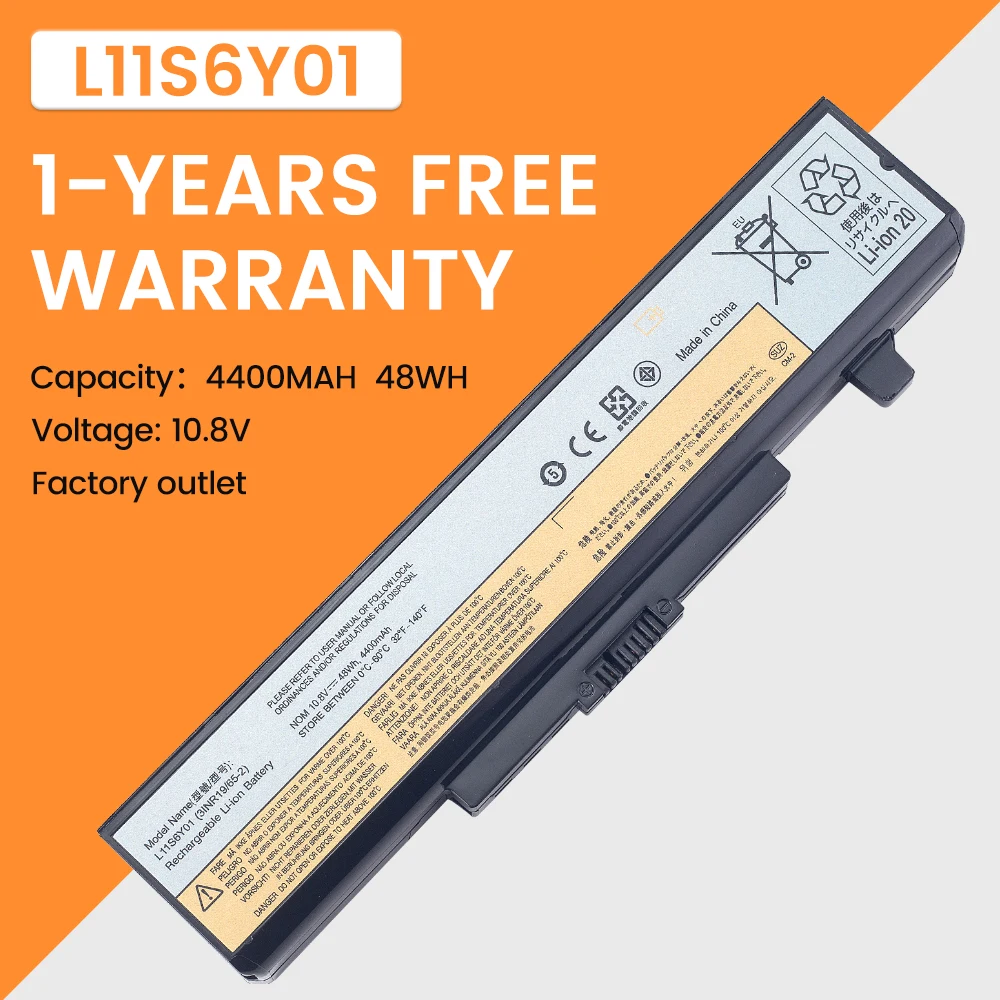 

Laptop Battery for Lenovo IdeaPad Y480 Y580 G480 G580 G580AM Z380AM Z480 Z580 Z585 V480 V580 L11S6Y01 L11L6Y01