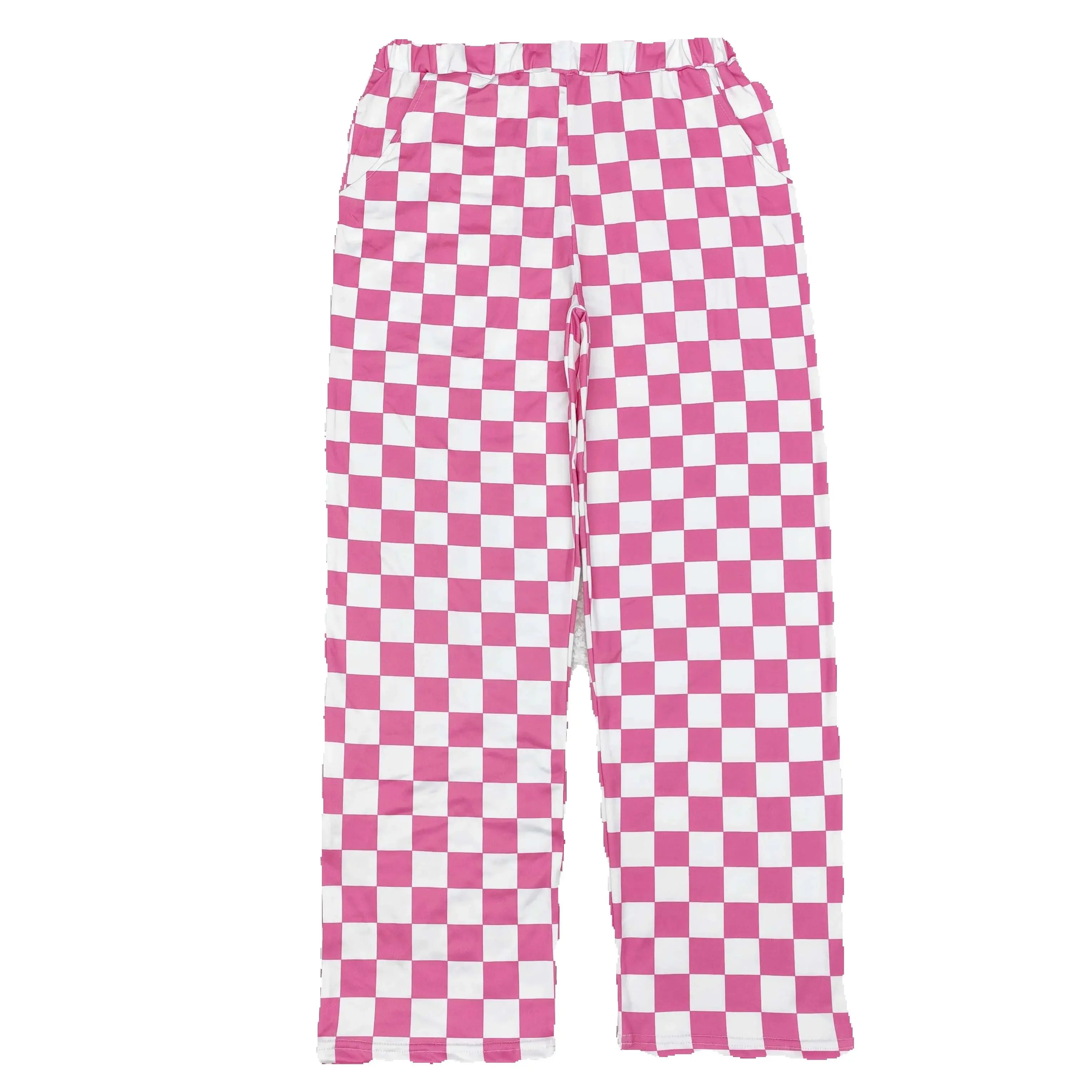 P0648 Stylish And Good Looking Adult Woman Trousers Pink and white plaid Print With Adult Women Rts No Moq