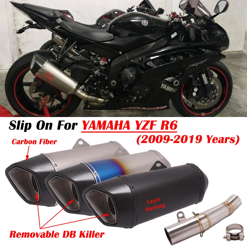 Slip On For YAMAHA YZF R6 2006 2007 2008 - 2019 Motorcycle Exhaust Escape System Modify Muffler With Middle Link Pipe DB Killer